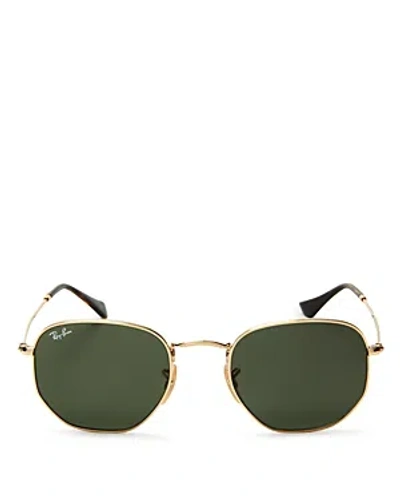 Ray Ban Ray-ban Icons Hexagonal Sunglasses, 51mm In Gold/gray Solid