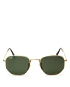 Ray Ban Men's Round Metal Polarized Sunglasses, 51mm In Gold/green Solid
