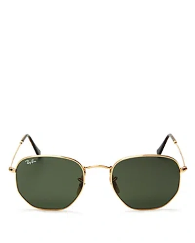 Ray Ban Ray-ban Icons Hexagonal Sunglasses, 54mm In Gold/green Solid