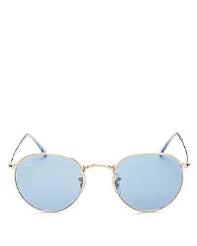 Ray Ban Ray-ban Icons Round Sunglasses, 50mm In Gold/blue Solid