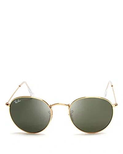 Ray Ban Ray-ban Icons Round Sunglasses, 50mm In Gold/green Solid