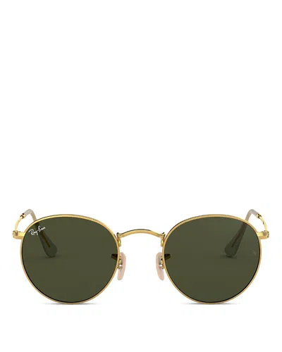 Ray Ban Ray-ban Icons Round Sunglasses, 53mm In Gold/green Solid