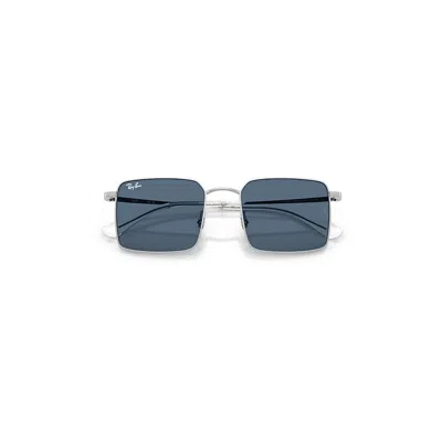 Ray Ban Idan Bio-based Sunglasses Silver Frame Blue Lenses 50-20