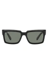 Ray Ban Ray-ban Inverness 54mm Polarized Pillow Sunglasses In Black/polarized Green