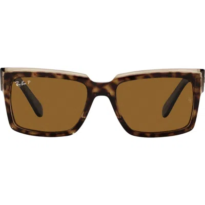 Ray Ban Ray-ban Inverness 54mm Polarized Pillow Sunglasses In Havana On Brown / Brown