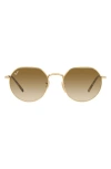Ray Ban Ray-ban Geometric Sunglasses, 53mm In Gold/brown Gradient