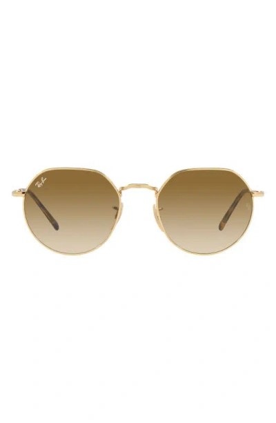 Ray Ban Ray-ban Geometric Sunglasses, 53mm In Gold/brown Gradient