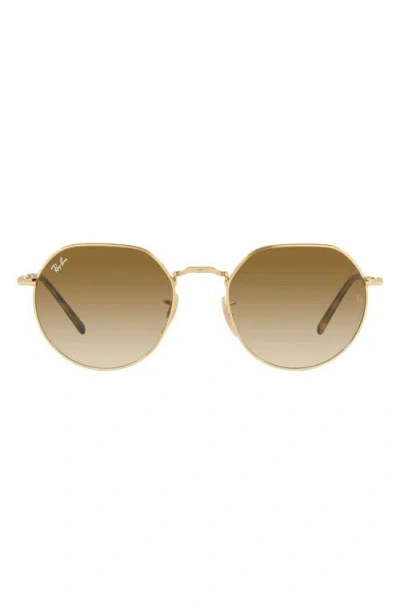 Ray Ban Ray-ban Jack 53mm Round Sunglasses In Arista/clear Gradient Brown