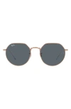 Ray Ban Jack 53mm Round Sunglasses In Blue