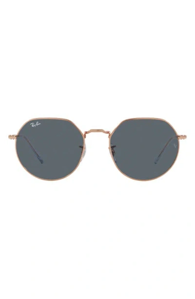 Ray Ban Jack 53mm Round Sunglasses In Blue