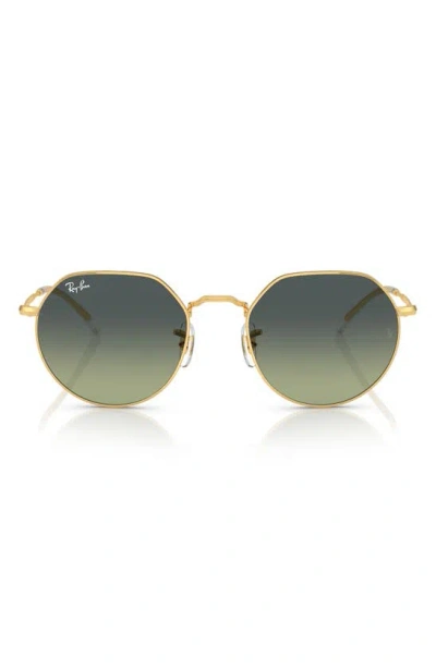 Ray Ban Jack Round Sunglasses In Gold Flash
