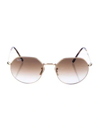 Pre-owned Ray Ban Jack Cat-eye Sunglasses In Gold