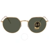 Ray Ban Jack Green Geometric Unisex Sunglasses Rb3565 919631 53 In Polished Gold