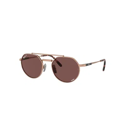 Ray Ban Jack Ii Titanium Sunglasses Rose Gold Frame Violet Lenses Polarized 51-20