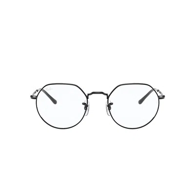 Ray Ban Jack Optics Eyeglasses Shiny Black Frame Clear Lenses 53-20