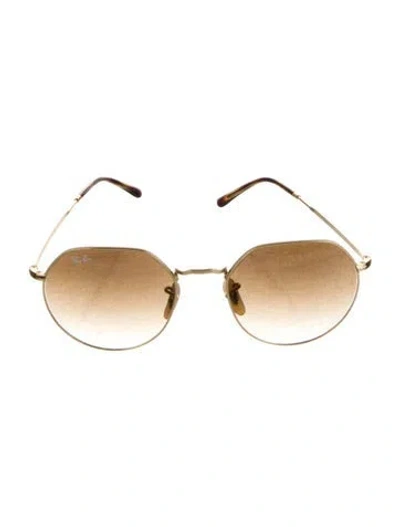 Pre-owned Ray Ban Jack Oversize Sunglasses In Gold