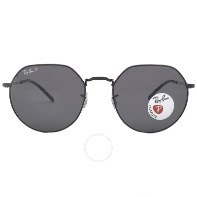 Ray Ban Jack Polarized Black Irregular Unisex Sunglasses Rb3565 002/48 55