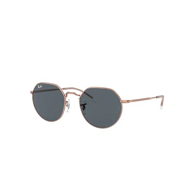 Ray Ban Sunglasses Unisex Jack Rose Gold - Rose Gold Frame Blue Lenses 53-20