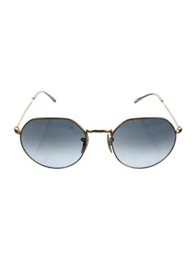 Pre-owned Ray Ban Jack Round Sunglasses In Gold