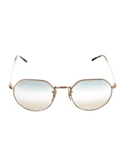 Pre-owned Ray Ban Jack Round Sunglasses In Gold