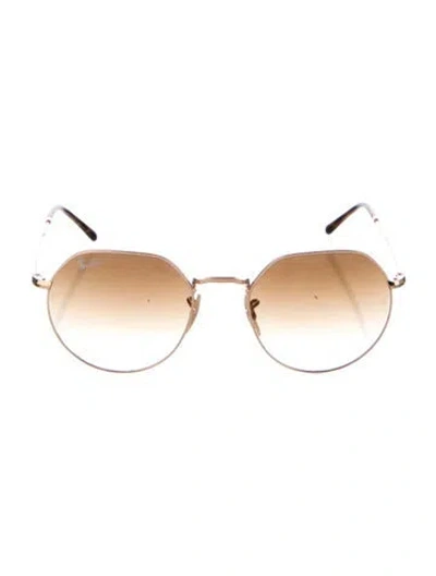 Pre-owned Ray Ban Jack Round Sunglasses In Gold