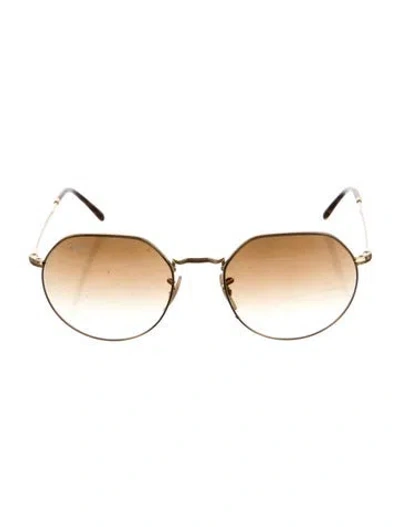 Pre-owned Ray Ban Jack Round Sunglasses In Gold