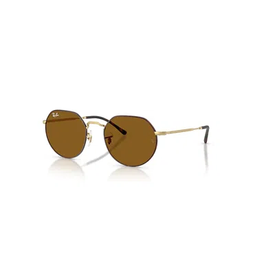 Ray Ban Jack Sonnenbrillen Matte Arista Gold Fassung Braun Glas 55-20