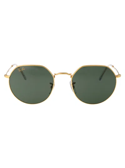 Ray Ban Gold Jack Sunglasses In 919631