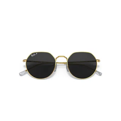Ray Ban Jack Sunglasses Legend Gold Frame Black Lenses Polarized 53-20