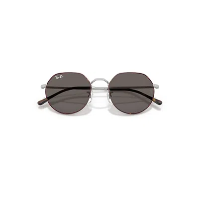 Ray Ban Jack Sunglasses Matte Silver Frame Grey Lenses 53-20