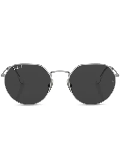 Ray Ban Jack Titanium Geometric-frame Sunglasses In Silver