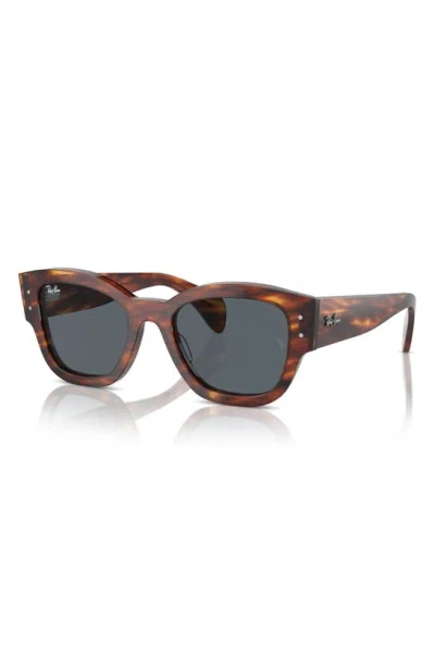 Ray Ban Jorge Sunglasses Striped Havana Frame Blue Lenses 52-20