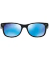 Ray-ban Jr . Kids Sunglasses, Rj9052 New Wayfarer (ages 7-10) In Black Matte,blue Mirror