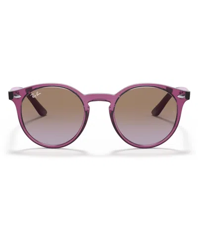Ray-ban Jr . Kids Sunglasses, Rj9064 (ages 7-10) In Transparent Fuxia,violet Gradient Brown