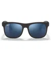 Ray-ban Jr . Kids Sunglasses, Rj9069s (ages 11-13) In Rubber Black,blue Mirror Blue