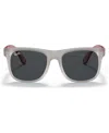 Ray-ban Jr . Kids Sunglasses, Rj9069s (ages 11-13) In Rubber Trasp Grey,dark Grey