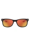 Ray Ban Ray-ban Junior 48mm Wayfarer Mirrored Sunglasses In Matte Black/red