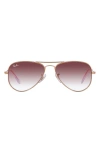 Ray Ban Junior 52mm Aviator Sunglasses In Rose Gold