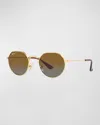 Ray-ban Junior Boy's Rj9565s 47 Gradient Round Polarized Sunglasses In Gold Flash