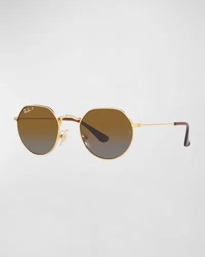 Ray-ban Junior Boy's Rj9565s 47 Gradient Round Polarized Sunglasses In Gold Flash