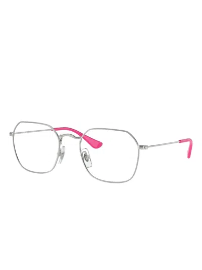 Ray-ban Junior Kids' Geometric-frame Glasses In Silver