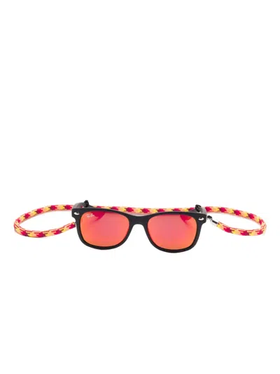 Ray-ban Junior Kids' New Wayfarer Rectangle-frame Sunglasses In Black