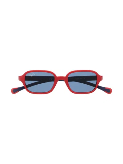 Ray-ban Junior Kids' Rb9074s Rectangle-frame Sunglasses In Red