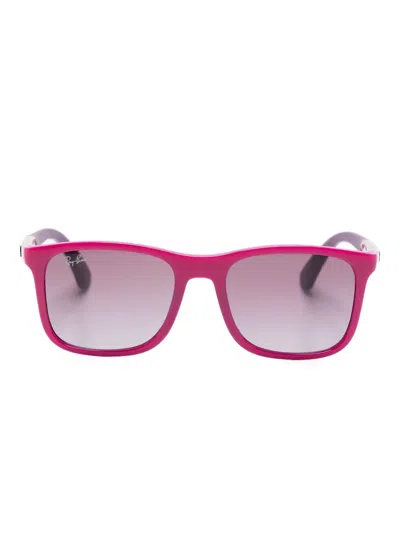 Ray-ban Junior Kids' Rb9084s Rectangle-frame Sunglasses In Pink