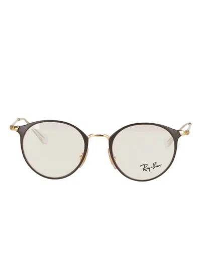 Ray-ban Junior Round-frame Glasses In Gold