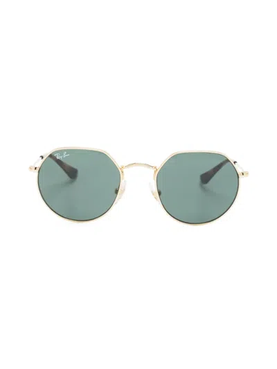 Ray-ban Junior Kids' Tortoiseshell-detail Round-frame Sunglasses In Gold
