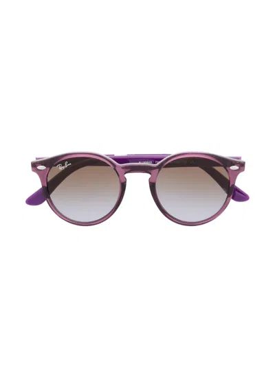 Ray-ban Junior Kids' Two-tone Round-frame Sunglasses In Purple