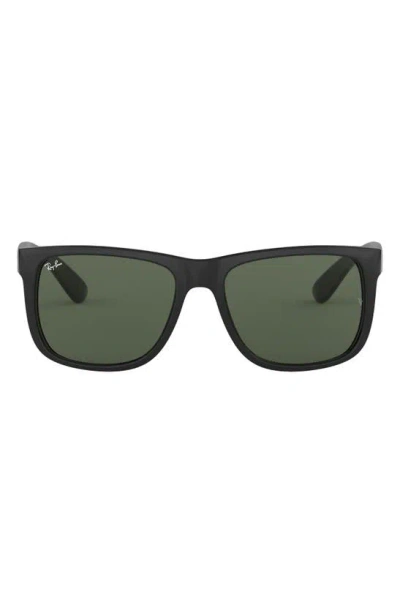 Ray Ban Justin 54mm Rectangular Sunglasses In Black/ Green