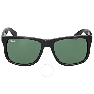 Ray Ban Justin Classic Green Classic Square Men's Sunglasses Rb4165 601/71 54 In Black / Green