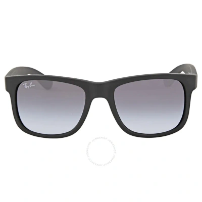 Ray Ban Justin Classic Grey Gradient Rectangular Men's Sunglasses Rb4165 601/8g 51 In Black / Grey